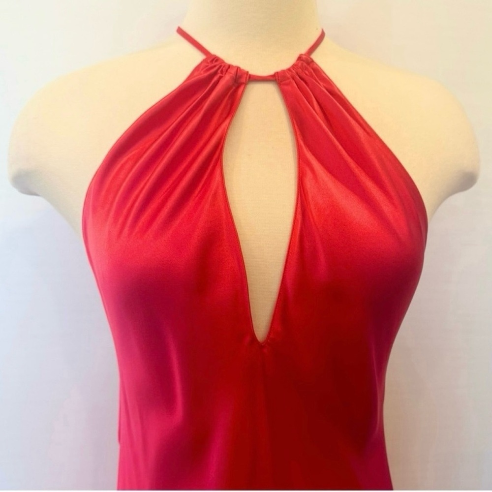 Y2K Victoria’s Secret 100% Silk Red Bias Cut Vintage Halter Keyhole Slip Dress M - Picture 5 of 9